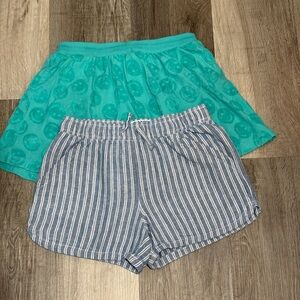 Old Navy Teal Skirt and Blue-Striped Shorts Set (10-12)